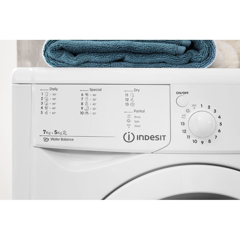 Lavadora secadora Indesit IWDE7125BEU- Clase B, Lava 7kg, Seca 5kg -  ElectroCity