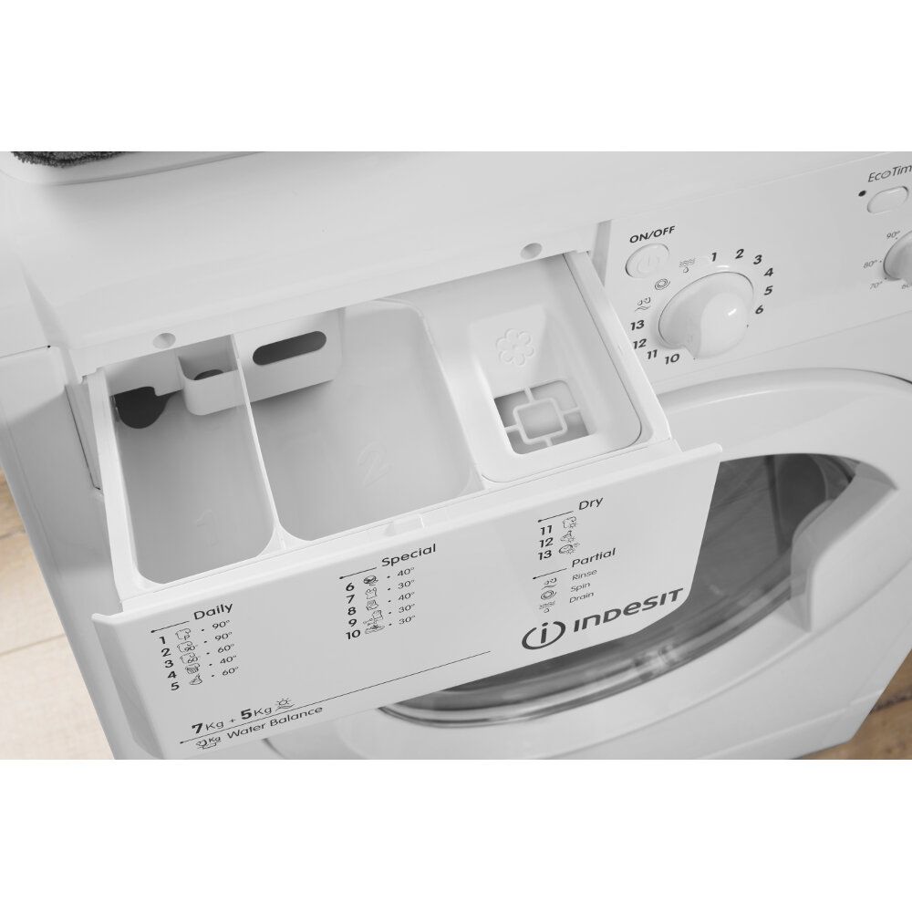 Lavadora Indesit IWDE7125BEU- Clase B, Lava 7kg, Seca 5kg - ElectroCity