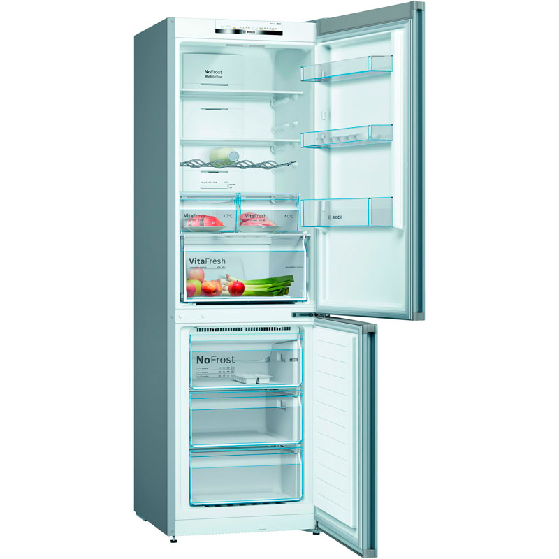 Frigorífico Combi Bosch KGN36VIEA - E, 186cm, NoFrost, Cajones VitaFresh  0ºC, Inox - ElectroCity