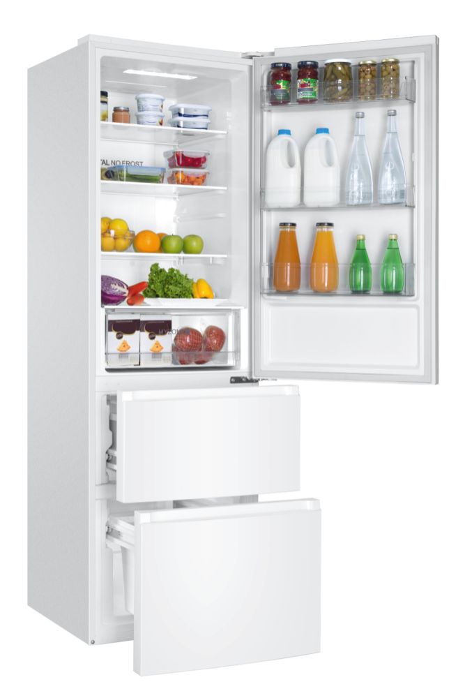 Frigorífico Combi Haier HTR3619ENPW - Clase E, 190x60cm, NoFrost, 3  Puertas, ZonaFresh, Blanco - ElectroCity