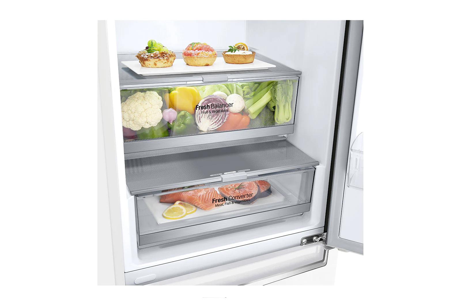 Frigorífico LG GBB72SWDMN - Clase E, 203cm, 419L, NoFrost, Inverter, Fresh  Converter, DoorCooling - ElectroCity